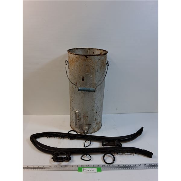 Vintage Cream/Mlik Separator Can - 20" x 10" & (2) Horse Hames - 27" Long - PICK UP