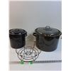 Image 1 : (2) Enamel Canning Pots with (1) Rack-  PICK UP