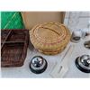 Image 3 : Plastic Goblets, Wicker Storage Box, Divided Tray, Various Bells