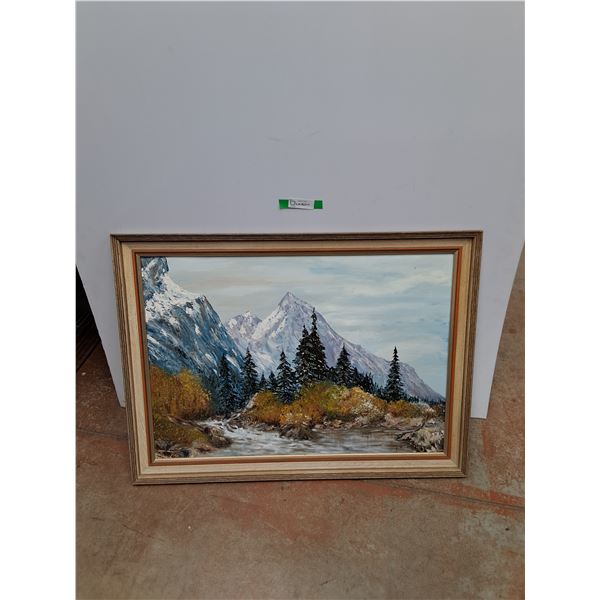 *Framed Rocky Mountains View Wall Art Painting 38" x 29",  Cannot Ship