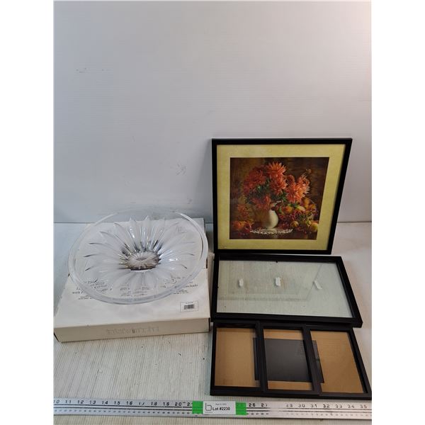 14" Flat Bowl Lead Free Crystal with Frosted Accents, Framed Wall Art, Picture Frames
