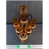 Image 1 : Amber Glass Pitcher & (6) Glasses