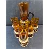 Image 2 : Amber Glass Pitcher & (6) Glasses