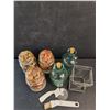 Image 5 : (3) Glass Jars, (2) Glass Bottles, Crust Brush, Pizza Cutter
