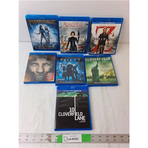 (7) Blu Ray Discs- Cloverfield, Rite, WWZ, Misc.