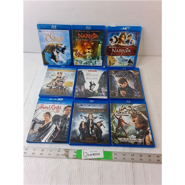 (9) Blu Rays- Narnia, Maleficent, The Huntsman, Misc.