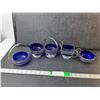 Image 1 : Cobalt Blue & Silver Plated Dishes- Creamer, Candy Dishes