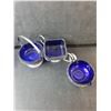 Image 2 : Cobalt Blue & Silver Plated Dishes- Creamer, Candy Dishes