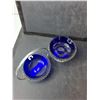 Image 3 : Cobalt Blue & Silver Plated Dishes- Creamer, Candy Dishes