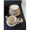 Image 2 : 18K Gold Plated Dish Set- (26) Various Sized Plates, (4) Bowls, (4) Mugs, Sugar Bowl - PICK UP