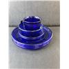 Image 2 : Cobalt Blue Glass Dish Set- (5) Plates, Mug, Bowl
