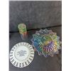 Image 2 : Dishes Lot- (2) Iridescent Plates, (4) Ceramic Plates, (2) Cups