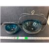 Image 1 : (2) Blue Glass/Silver Plated Footed Baskets