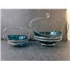 Image 2 : (2) Blue Glass/Silver Plated Footed Baskets