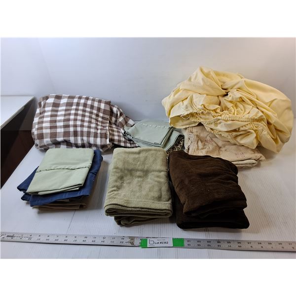 Bedding Lot- (3) Sheets, Approx. Twin Size, (12) Pillowcases