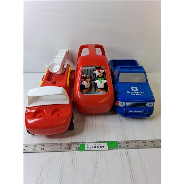 (3) Plastic Toy Vehicles, Up to 17.5" Long- Little Tikes, GM