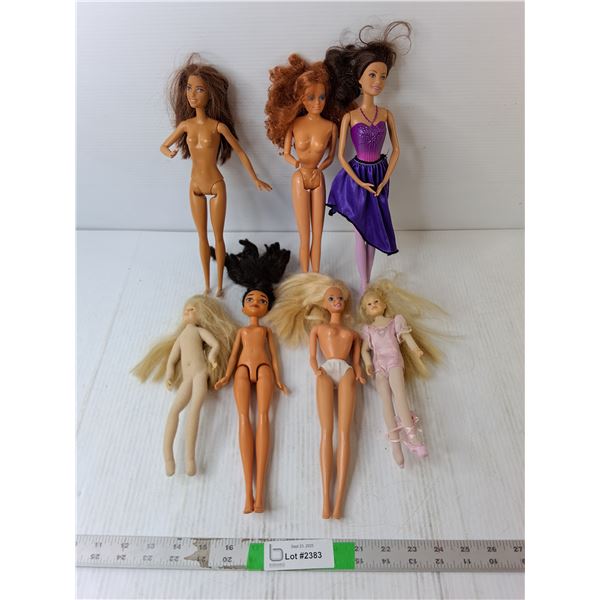 (7) Barbies/Dolls- Ballerinas, Misc.