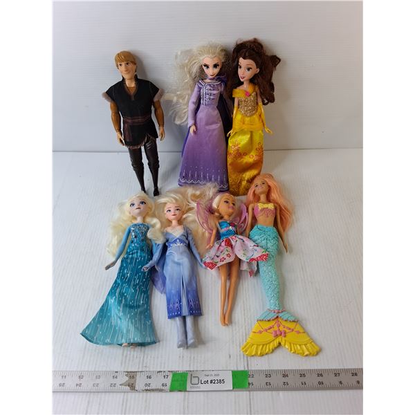 (7) Barbies/Dolls- Frozen, Mermaid, Fairy