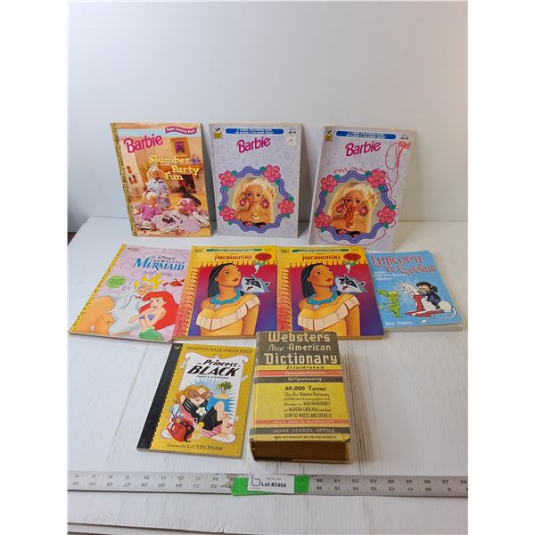 Vintage Webster's Dictionary, Girls' Coloring Book, (2) Reading Books