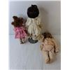 Image 2 : (3) Porcelain Dolls, Two Stands