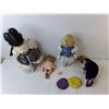 Image 4 : (4) Porcelain Dolls, Two Stands