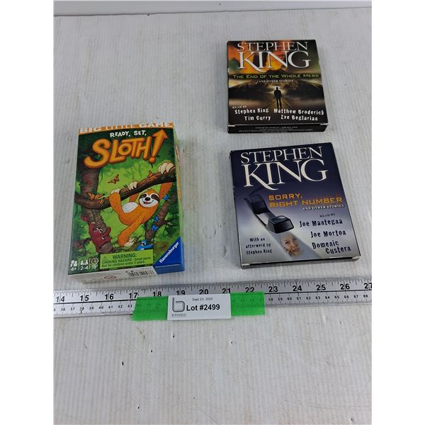 Ready,Set, Sloth! Board Game, Two Stephen King, Audiobook Sets