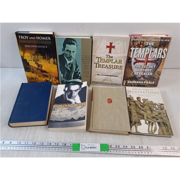 (8) Books - Pablo Neruda, The Templar Treasure, Troy and Homer