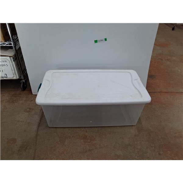 **Large Plastic Storage Tote with Lid 33" x 17" x 12" - Cannot Ship