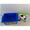 Image 4 : Lego Storage Tote, 3D Soccer Ball Deco Light - As Is