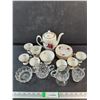 Image 1 : Chodziez Ceramic Tea Set, Saucers, Tea Cups, Cream & Sugar, Crystal Cream & Sugar Sets