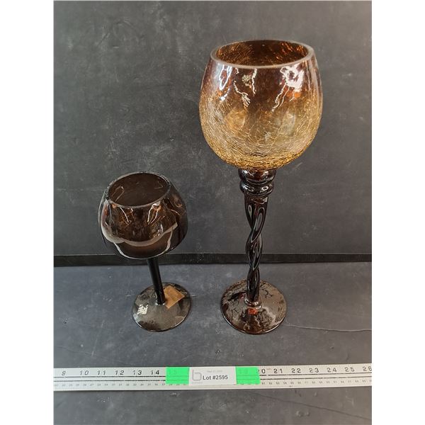(2) Amber Glass Goblets - Pick Up Preferred