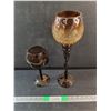 Image 1 : (2) Amber Glass Goblets - Pick Up Preferred