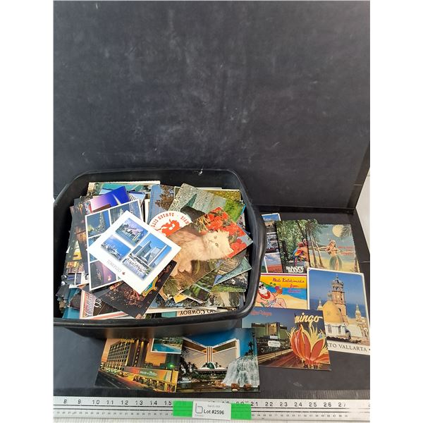 Various Photo Cards, Plastic Storage Tote 17" x 14" x 7"