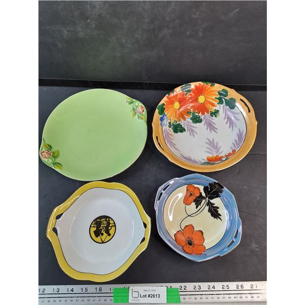 (4)  Hand Painted Ceramic Plates
