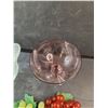 Image 5 : (2) Footed Glass Bowls, Artificial Grapes