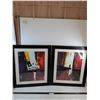 Image 1 : Pair of Wooden Framed Abstract Wall Art Prints - 28" x 24" - PICK UP