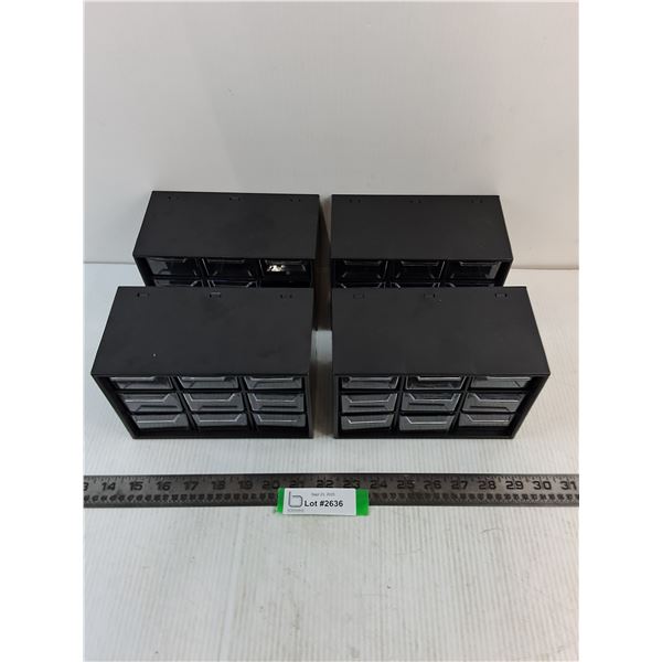(4) 9-Drawer Stackable Parts Bins