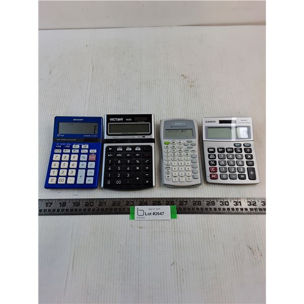 (4) Assorted Calculators - 3 Power On