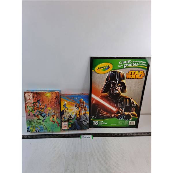 (2) Masters of the Universe Children's Jigsaw Puzzles, Star Wars Giant Coloring Book
