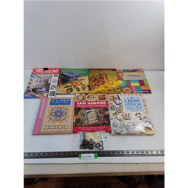 (7) Quilting/Cross Stitch Books/Magazines, Crafting Pieces