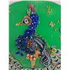 Image 2 : Green Wood Bead/Jewelry Craft "Cowboy Peacock" Wall Art - 22" Dia - Some Pieces Need Glue