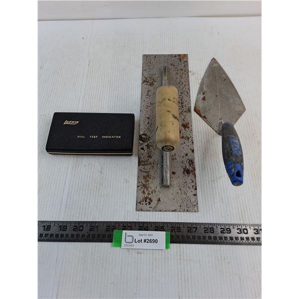 (2) Trowels, Lufkin Dial Test Indicator - Appears Partial