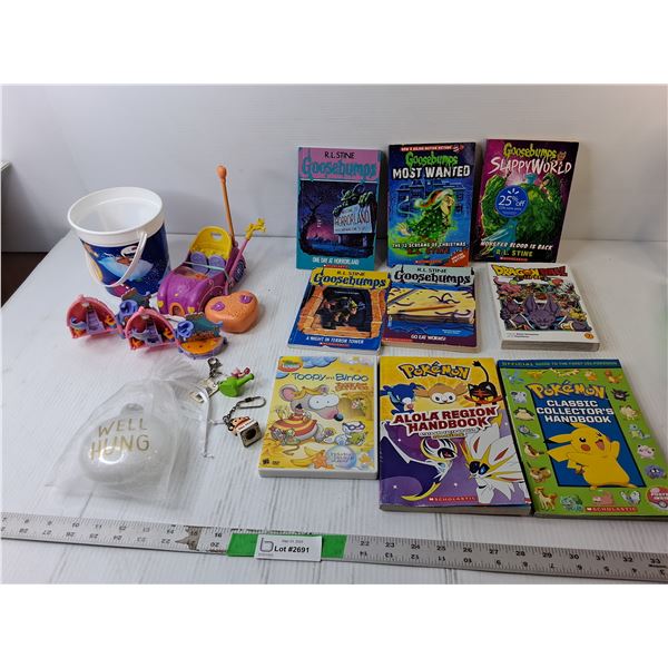 (9) Kids' Books- Goosebumps, Pokemon, Dragonball, My Little Pony Car, Misc.