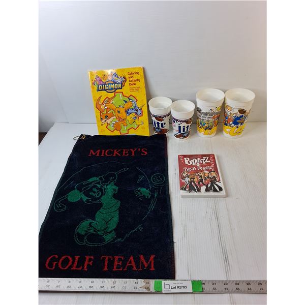Digimon Activity Book, (4) Plastic Cups, Bratz Movie, Misc.