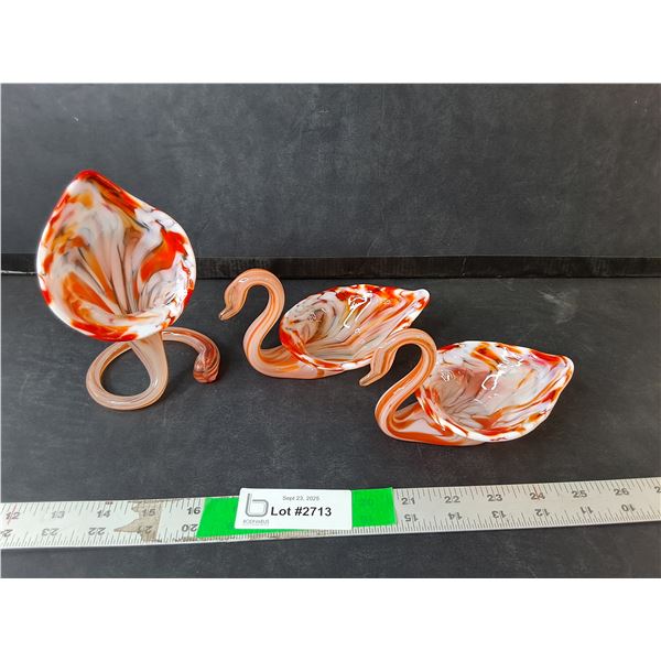 Orange & Cream Colored Glass Ornaments