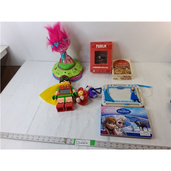 Lego Clock- Working, Frozen Etch a Sketch, French Card Game, Misc.