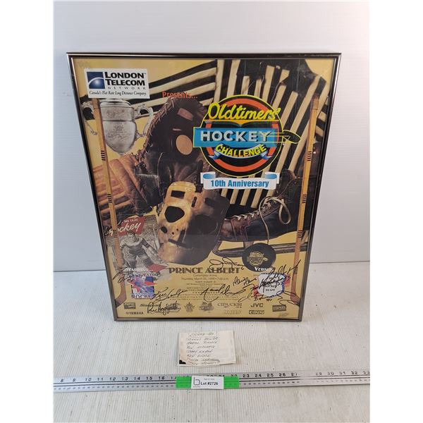 Framed Autographed Old Timers Hockey Challenge Poster 23" x 18", Authenticity Not Guaranteed