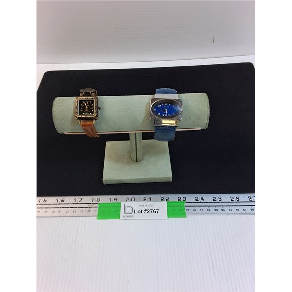 (2) Quartz Wrist Watches, Luxury Water Resistant, Anya LTD., Right One Needs Batteries