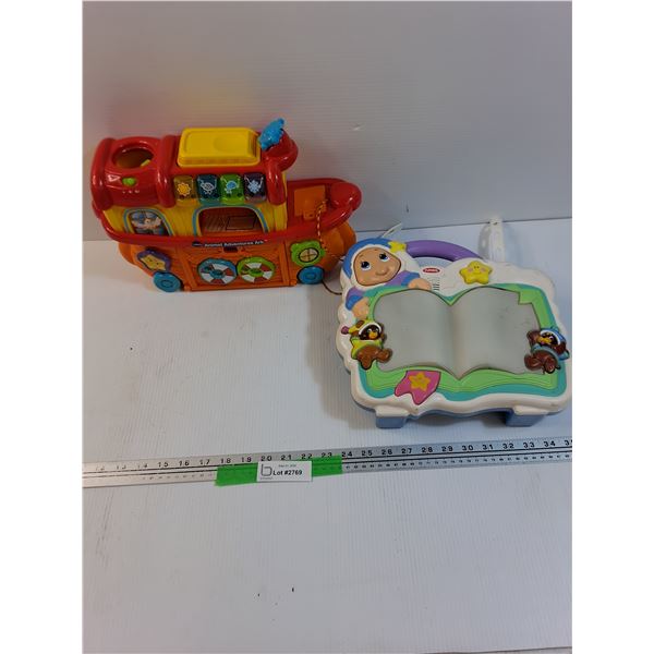 (2) Battery Operated Childrens Items Bedtime Music Player, Ship Learning Toy, Both Need Batteries
