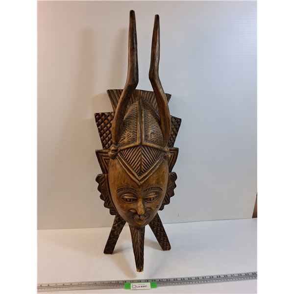 Hand Carved Indonesian Style Mask - Wall Decor - 35" x 13" x 7" - PICK UP